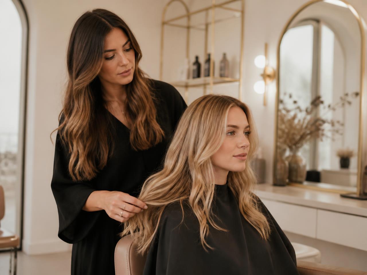Une professionnelle de la beauté accueillant une cliente dans son salon